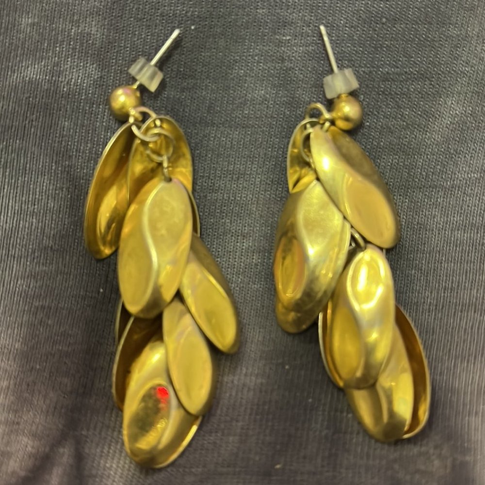 Dangle Gold Colored Earrings - image 6
